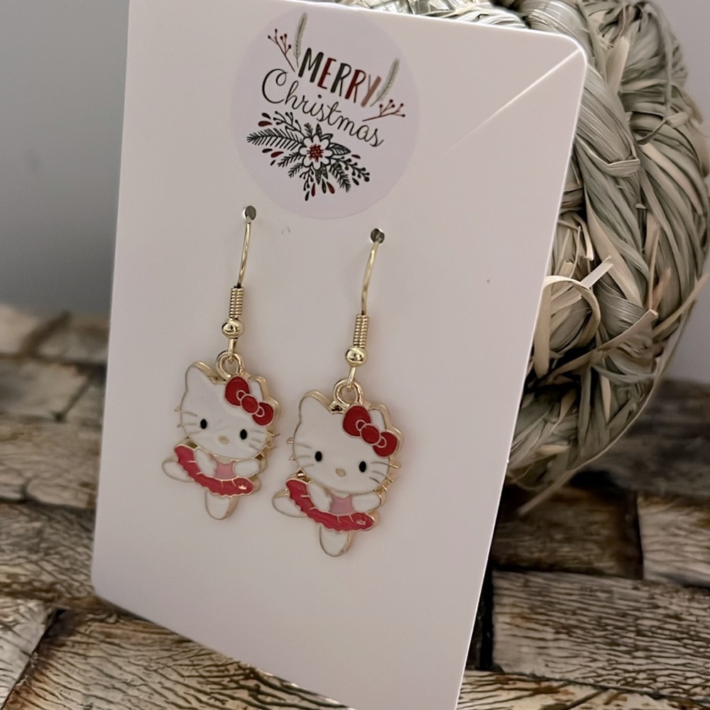 NEW HELLO KITTY Ballerina Earrings - Hypoallergenic - Picture 2 of 6